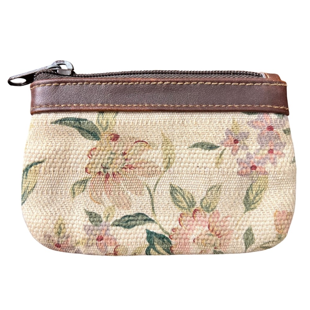 Vintage Whimsical Coin Purse Botanical Floral Tapestry Fabric Zipper Pouch Mini
